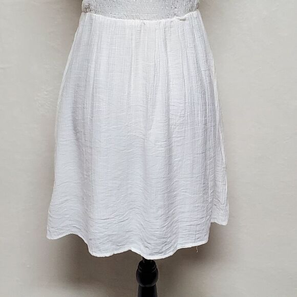 ANTHROPOLOGIE Entro White Bustier Tie Bust Spaghetti Strap Smocked Pocket Dress - Picture 14 of 15